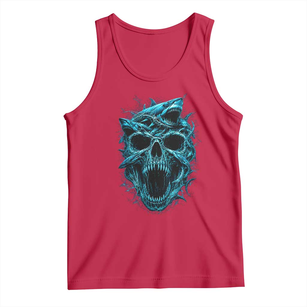 Vintage Great White Shark Skull Tank Top Deep Sea Horror Art