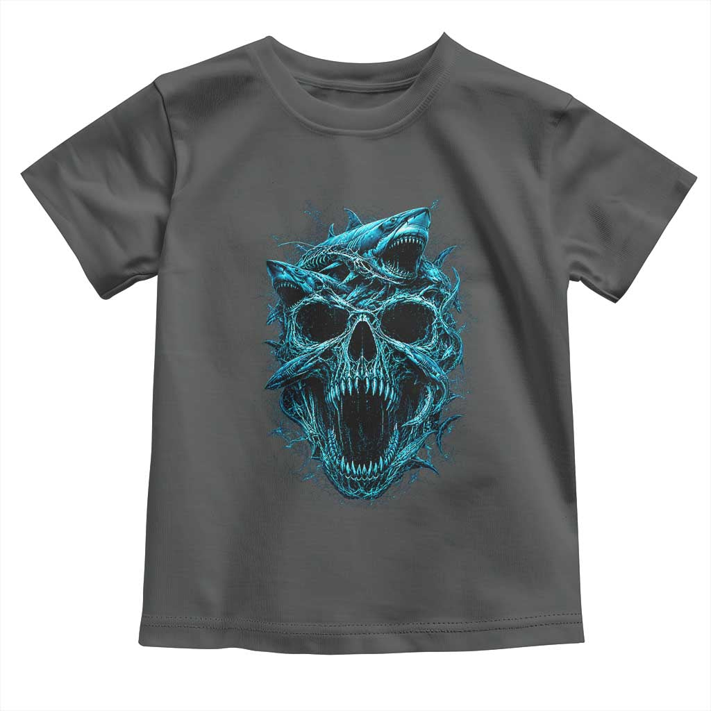 Vintage Great White Shark Skull Toddler T Shirt Deep Sea Horror Art