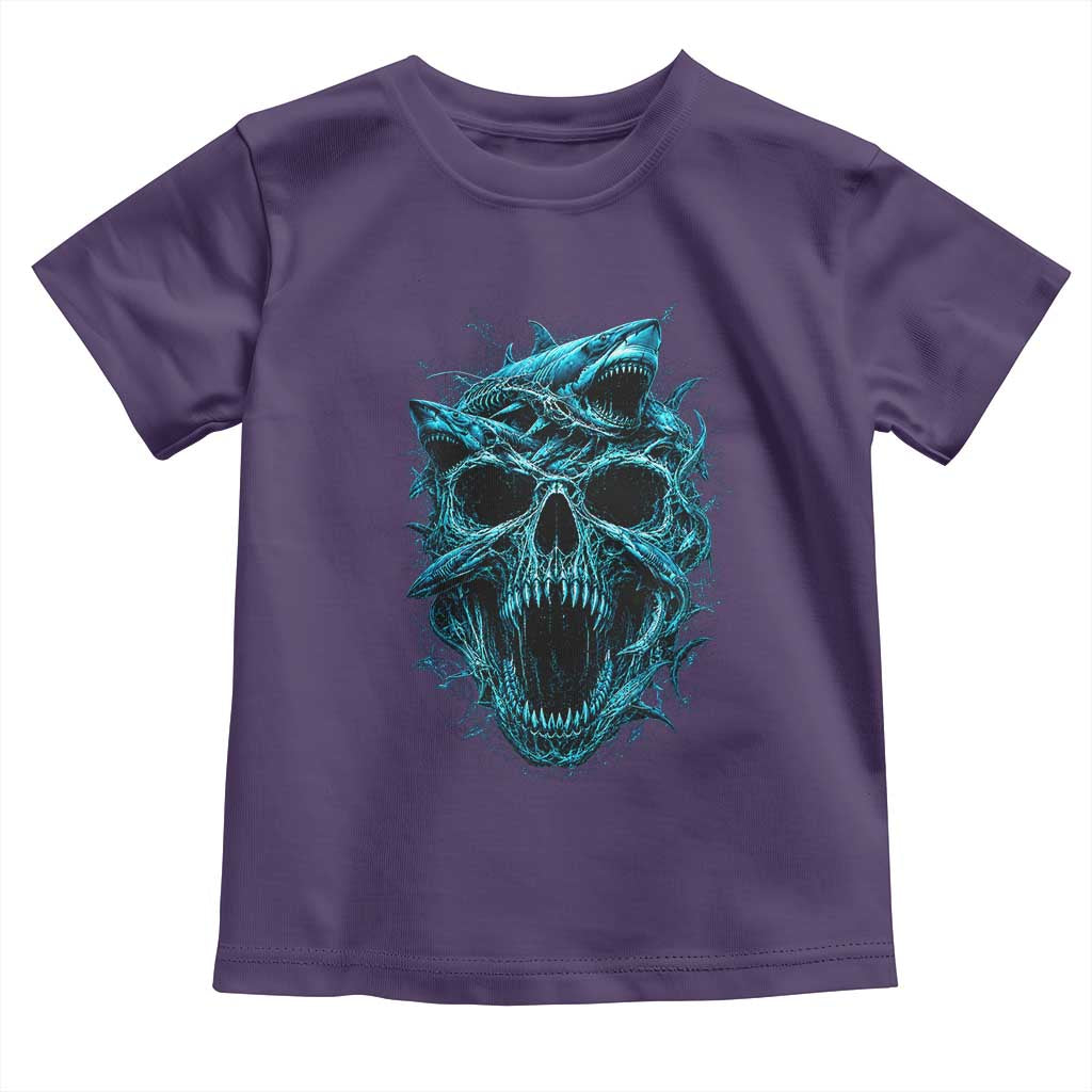 Vintage Great White Shark Skull Toddler T Shirt Deep Sea Horror Art