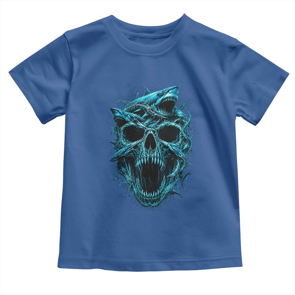 Vintage Great White Shark Skull Toddler T Shirt Deep Sea Horror Art
