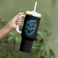 Vintage Great White Shark Skull Tumbler With Handle Deep Sea Horror Art
