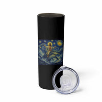 Funny Christian Jesus Riding Hammerhead Shark Skinny Tumbler Starry Night Inspired Art