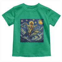 Funny Christian Jesus Riding Hammerhead Shark Toddler T Shirt Starry Night Inspired Art