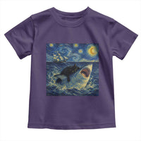 Funny Cat Biting Shark Starry Night Inspired Art Toddler T Shirt