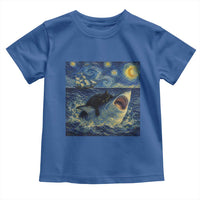 Funny Cat Biting Shark Starry Night Inspired Art Toddler T Shirt