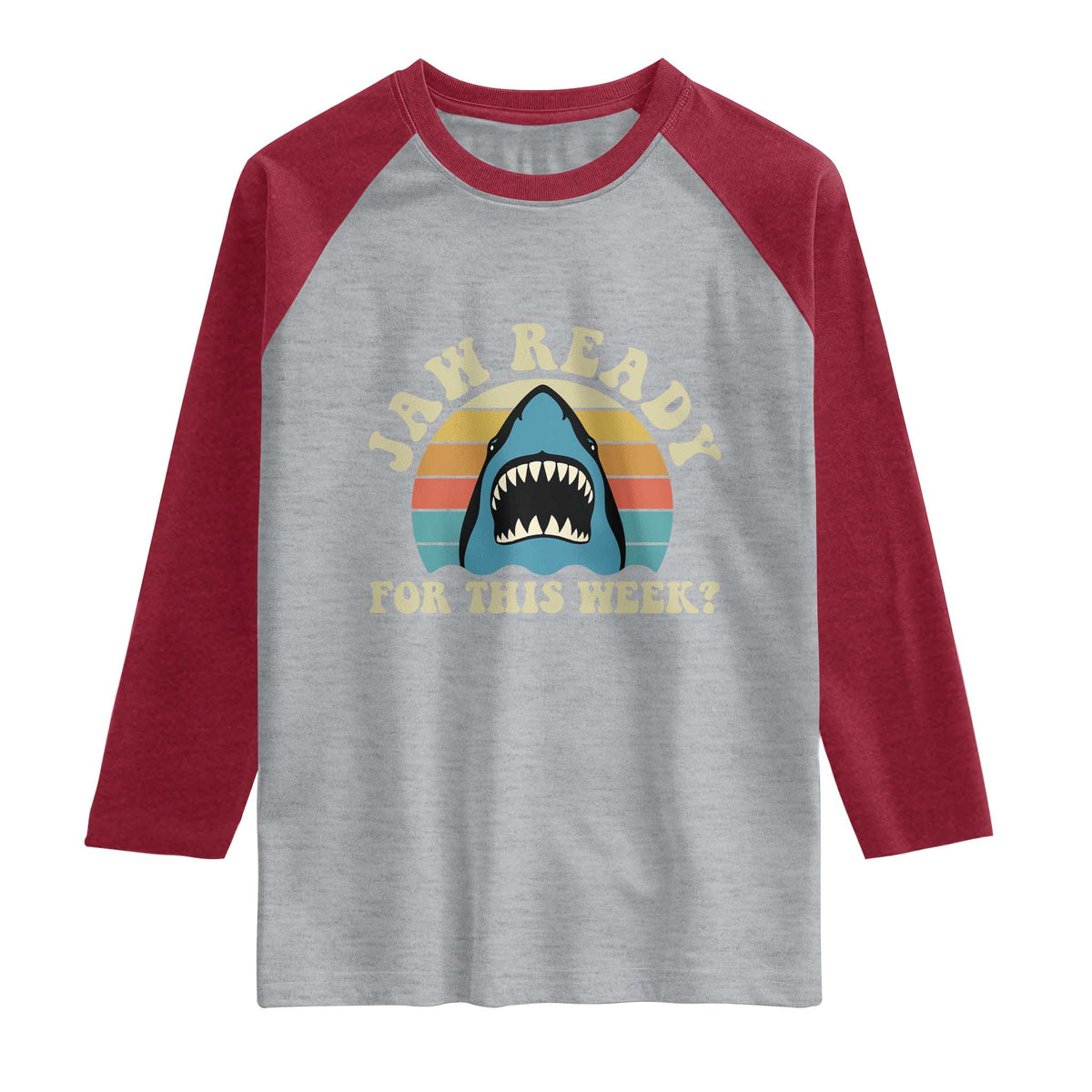 Jaw Ready For This Raglan Shirt Vintage Shark Lover Ocean Wildlife