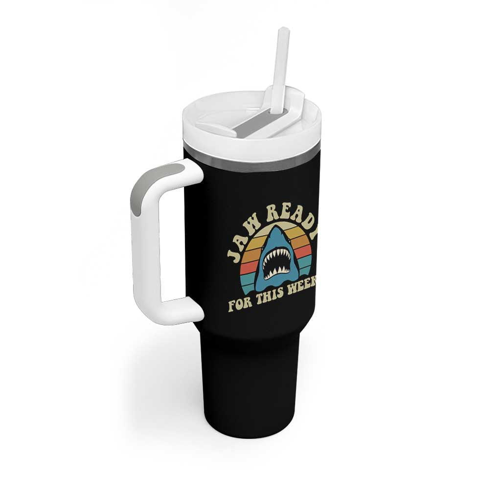 Jaw Ready For This Tumbler With Handle Vintage Shark Lover Ocean Wildlife