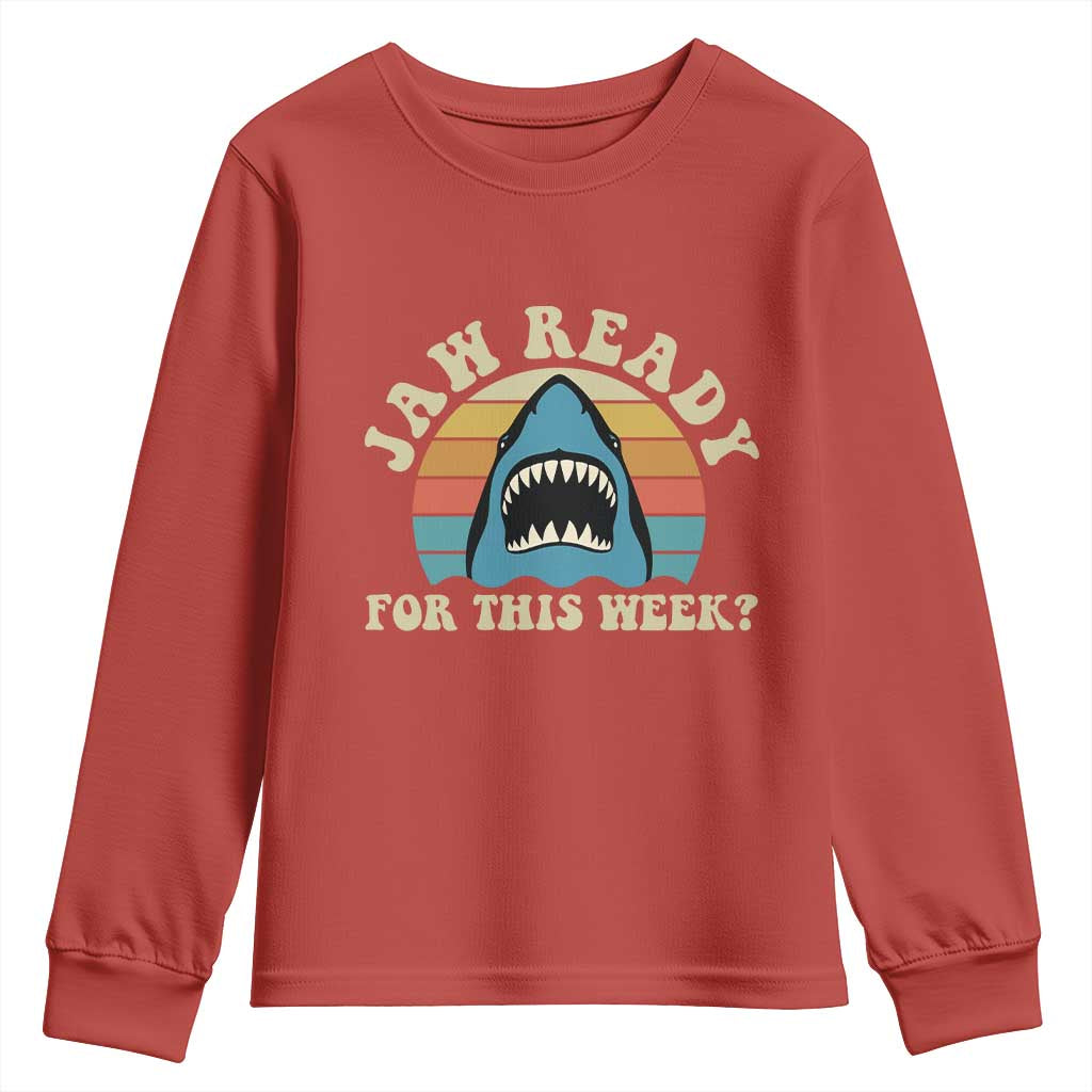 Jaw Ready For This Youth Sweatshirt Vintage Shark Lover Ocean Wildlife
