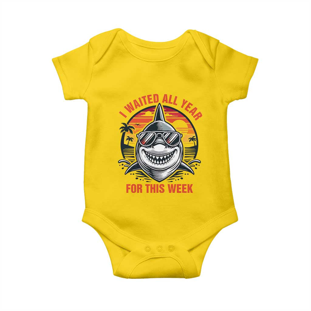 Funny Shark Summer Vacation Baby Onesie I Waited All Year For This Week