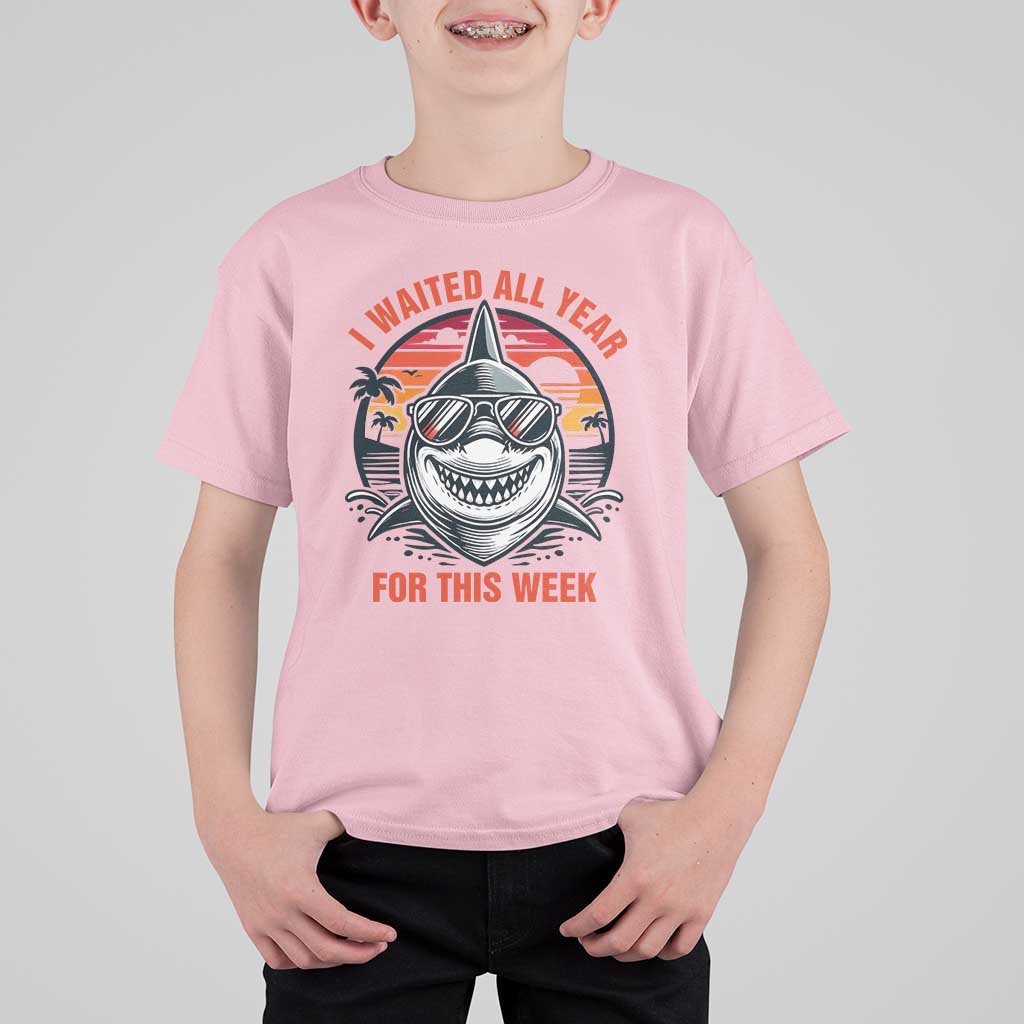 Funny Shark Summer Vacation T Shirt For Kid I Waited All Year For This Week