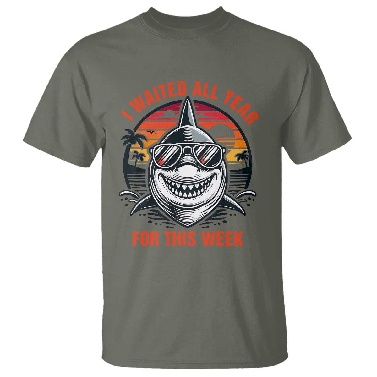 Funny Shark Summer Vacation T Shirt I Waited All Year For This Week