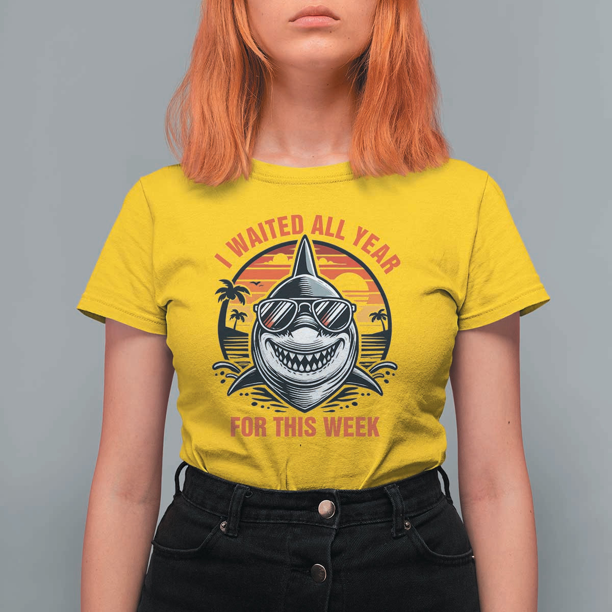 Funny Shark Summer Vacation T Shirt For Women I Waited All Year For This Week