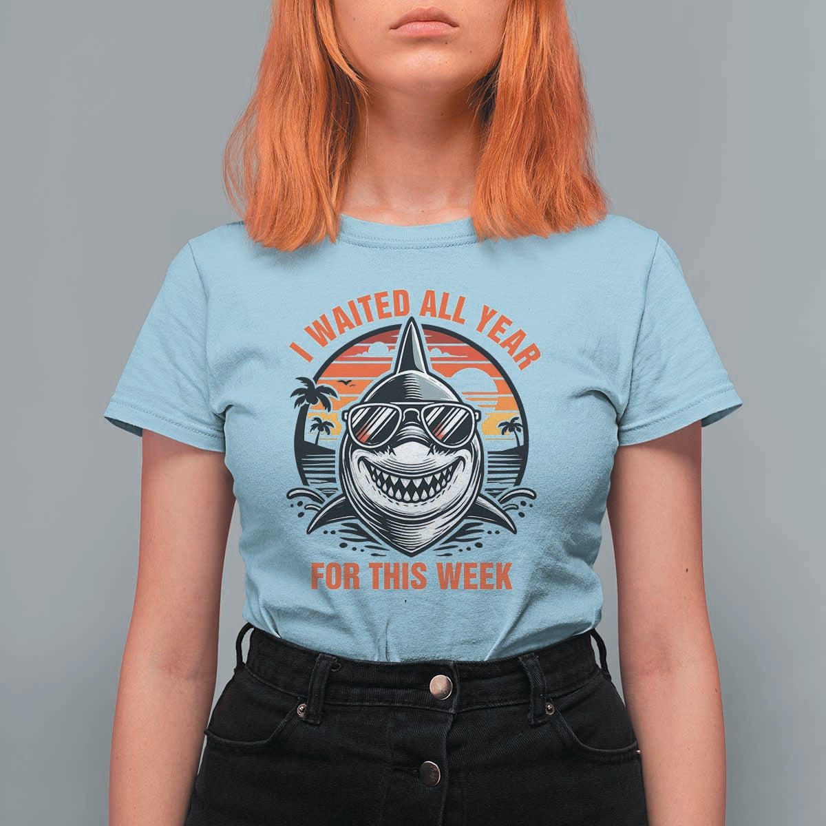 Funny Shark Summer Vacation T Shirt For Women I Waited All Year For This Week