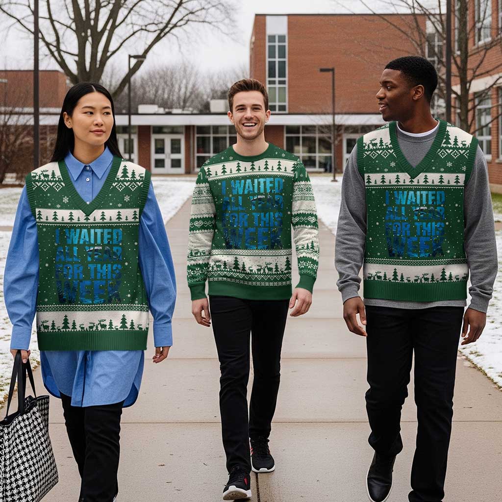 Shark Lover Week Gift V-Neck Knit Sweater Vest I Waited All Year For This Week