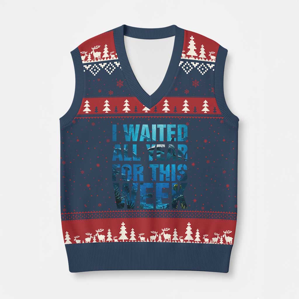 Shark Lover Week Gift V-Neck Knit Sweater Vest I Waited All Year For This Week