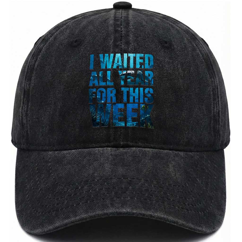 Shark Lover Week Gift Washed Cotton Baseball Cap I Waited All Year For This Week