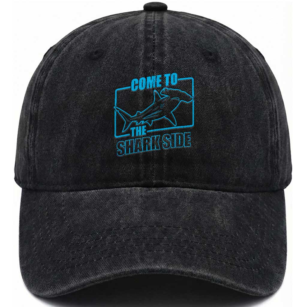 Funny Hammerhead Shark Lover Washed Cotton Baseball Cap Come To The Shark Side