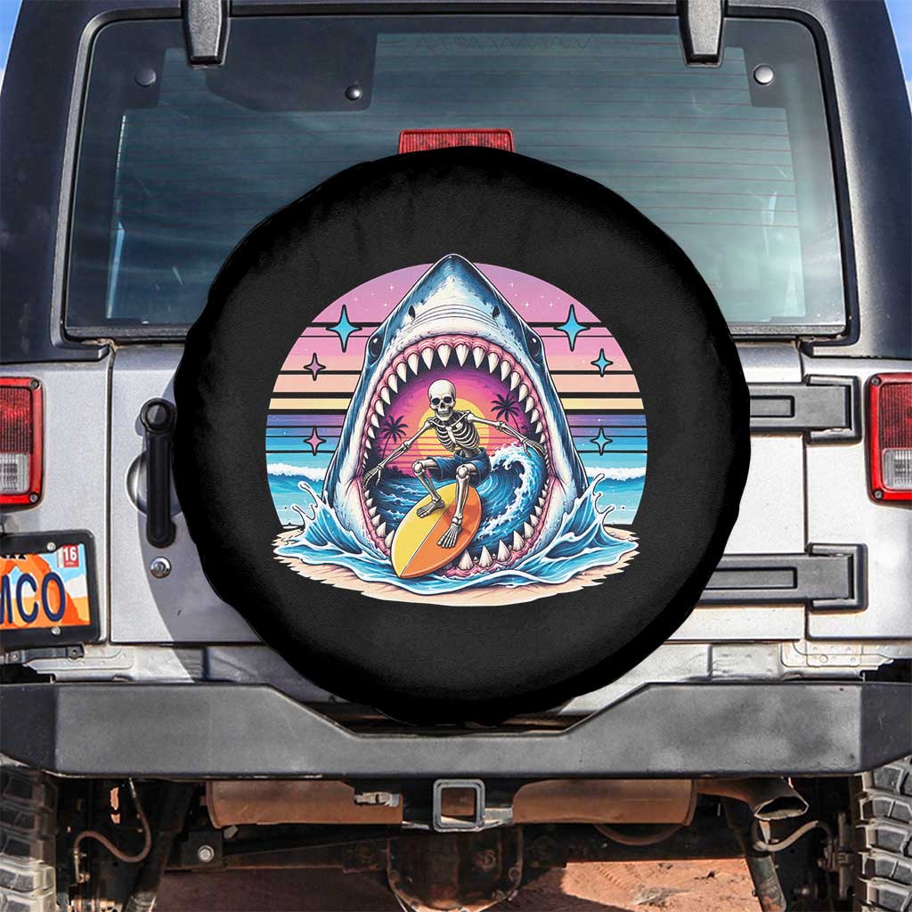 Shark Skeleton Surfer Spare Tire Cover Hawaiian Beach Vacation Gift