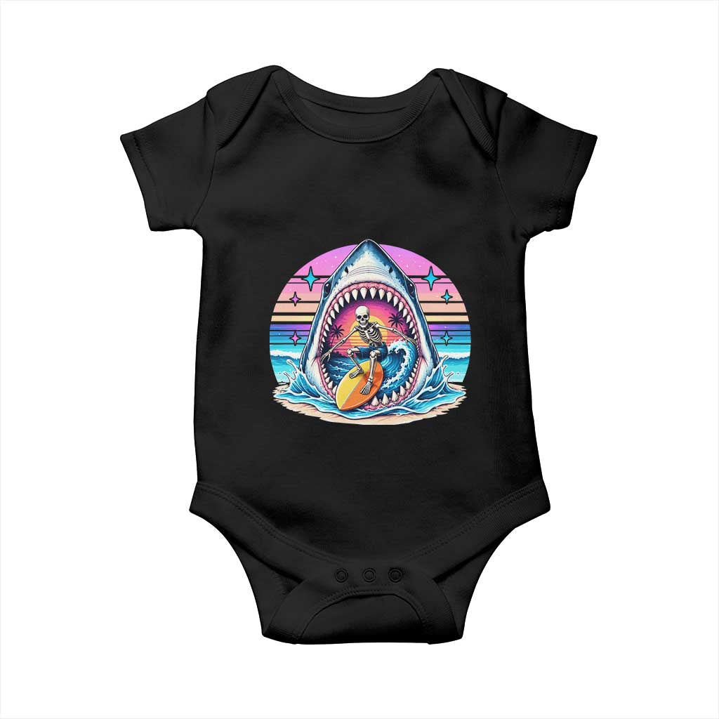 Shark Skeleton Surfer Baby Onesie Hawaiian Beach Vacation Gift