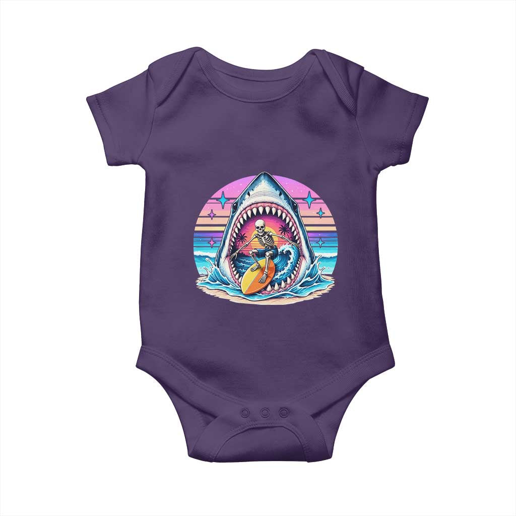 Shark Skeleton Surfer Baby Onesie Hawaiian Beach Vacation Gift