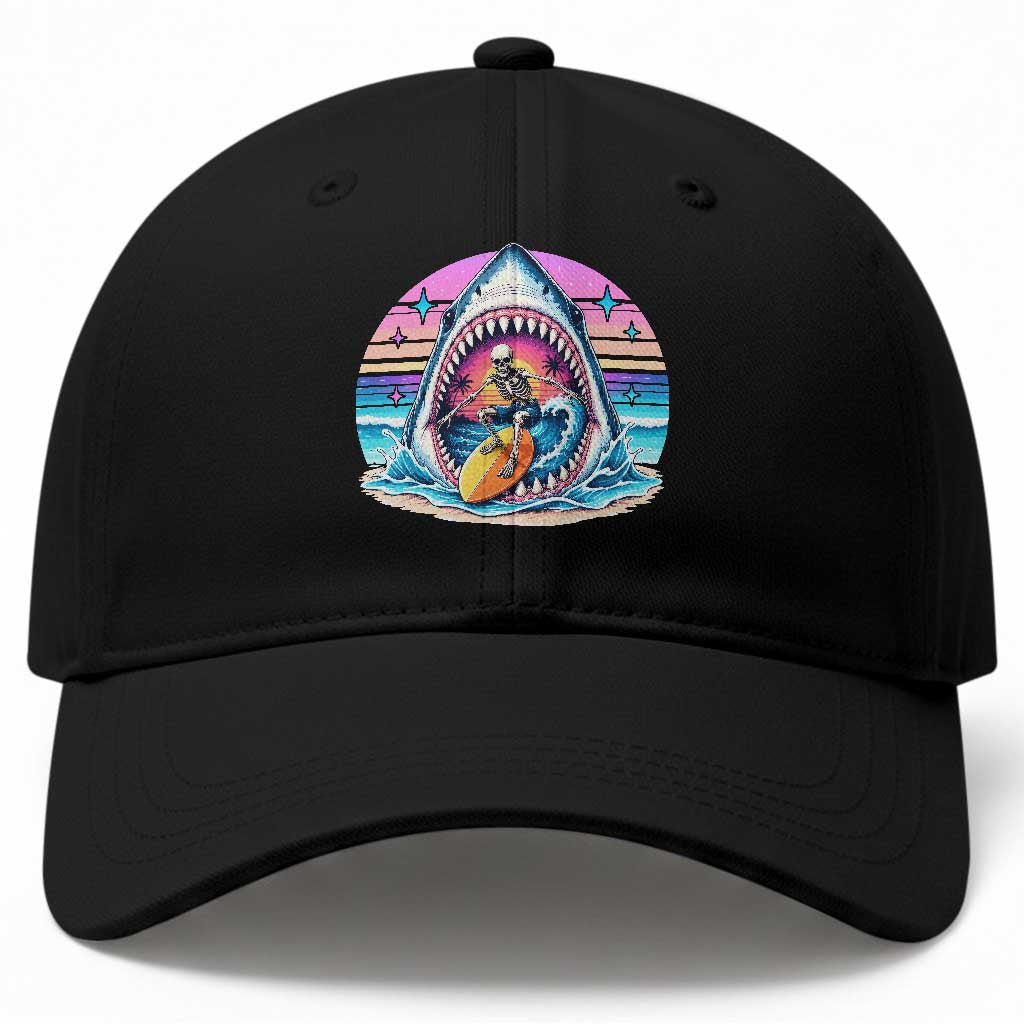 Shark Skeleton Surfer Baseball Cap Hawaiian Beach Vacation Gift