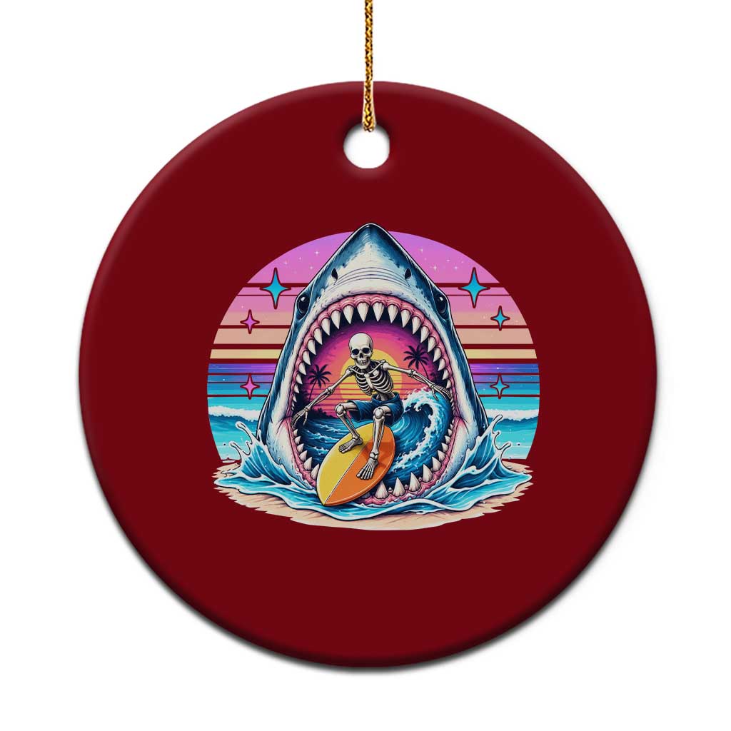 Shark Skeleton Surfer Ceramic Ornament Hawaiian Beach Vacation Gift