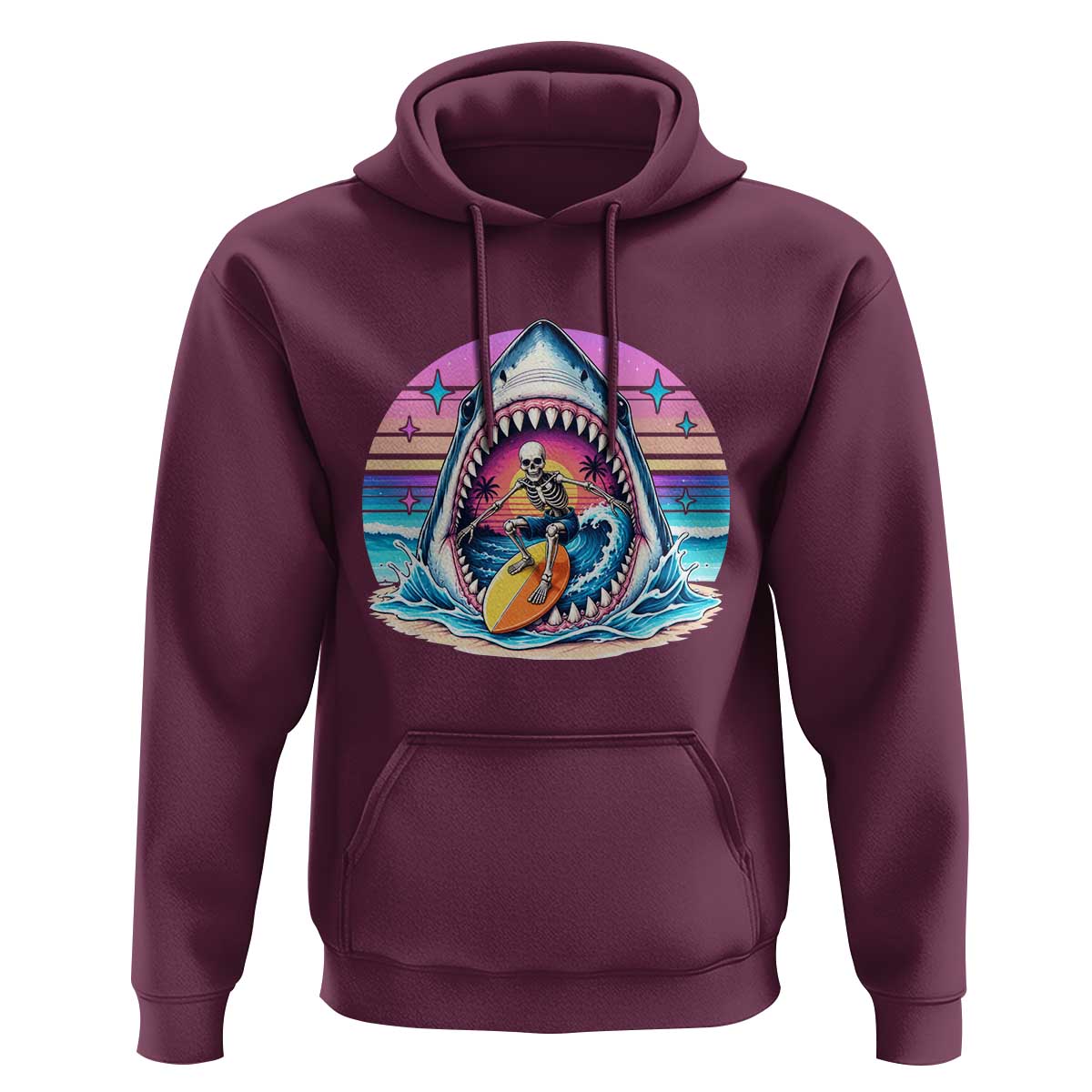 Shark Skeleton Surfer Hoodie Hawaiian Beach Vacation Gift