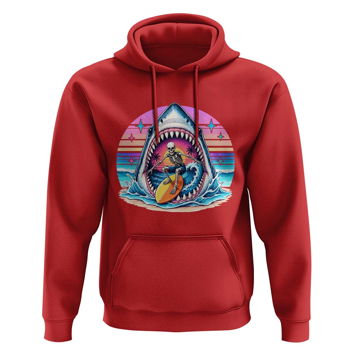 Shark Skeleton Surfer Hoodie Hawaiian Beach Vacation Gift