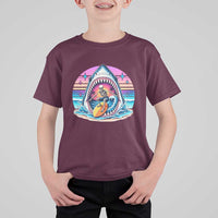 Shark Skeleton Surfer T Shirt For Kid Hawaiian Beach Vacation Gift