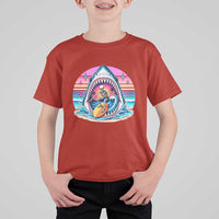 Shark Skeleton Surfer T Shirt For Kid Hawaiian Beach Vacation Gift