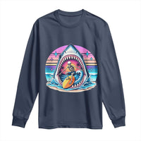 Shark Skeleton Surfer Long Sleeve Shirt Hawaiian Beach Vacation Gift