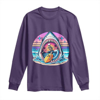Shark Skeleton Surfer Long Sleeve Shirt Hawaiian Beach Vacation Gift