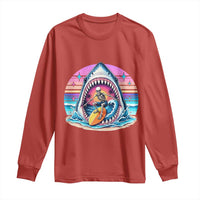 Shark Skeleton Surfer Long Sleeve Shirt Hawaiian Beach Vacation Gift