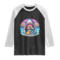 Shark Skeleton Surfer Raglan Shirt Hawaiian Beach Vacation Gift