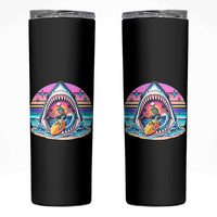 Shark Skeleton Surfer Skinny Tumbler Hawaiian Beach Vacation Gift