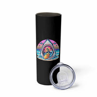 Shark Skeleton Surfer Skinny Tumbler Hawaiian Beach Vacation Gift