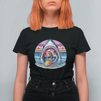 Shark Skeleton Surfer T Shirt For Women Hawaiian Beach Vacation Gift