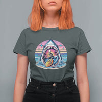 Shark Skeleton Surfer T Shirt For Women Hawaiian Beach Vacation Gift