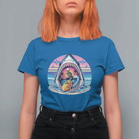 Shark Skeleton Surfer T Shirt For Women Hawaiian Beach Vacation Gift