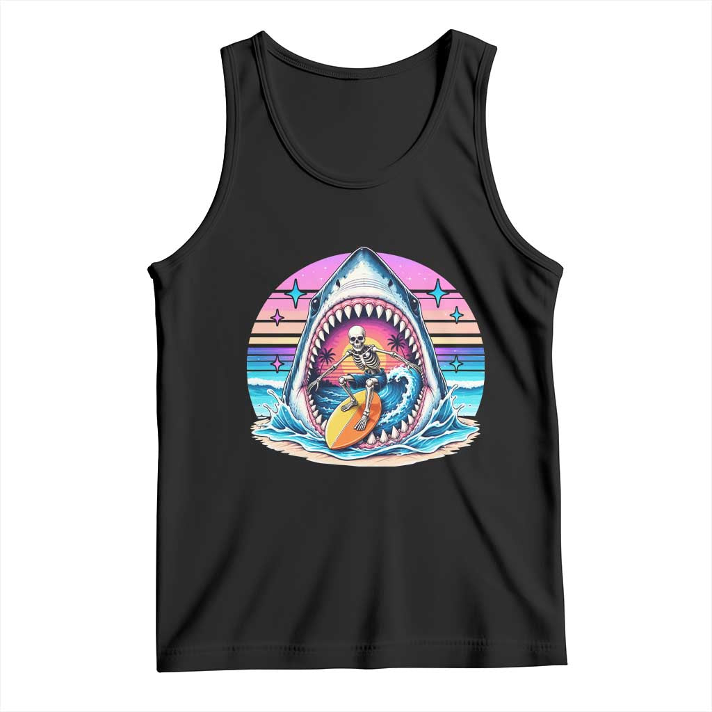 Shark Skeleton Surfer Tank Top Hawaiian Beach Vacation Gift