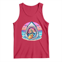 Shark Skeleton Surfer Tank Top Hawaiian Beach Vacation Gift