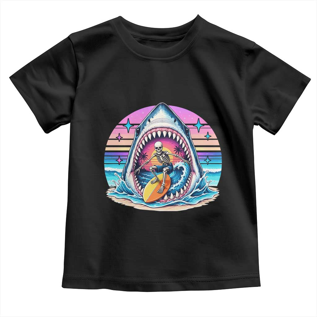Shark Skeleton Surfer Toddler T Shirt Hawaiian Beach Vacation Gift