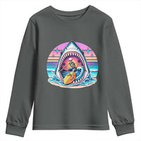 Shark Skeleton Surfer Youth Sweatshirt Hawaiian Beach Vacation Gift