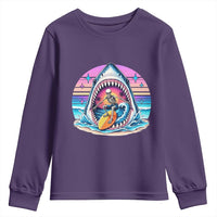 Shark Skeleton Surfer Youth Sweatshirt Hawaiian Beach Vacation Gift