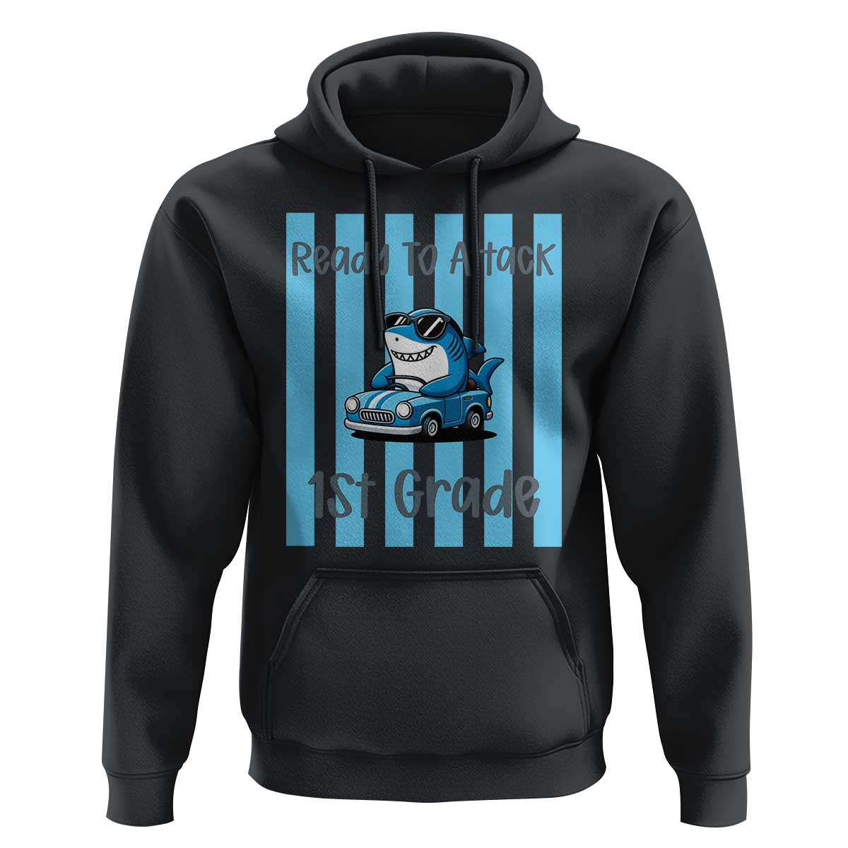 Ready To Attack 1st Grade Hoodie Funny Shark Driving Car Back To School