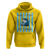 Ready To Attack 1st Grade Hoodie Funny Shark Driving Car Back To School