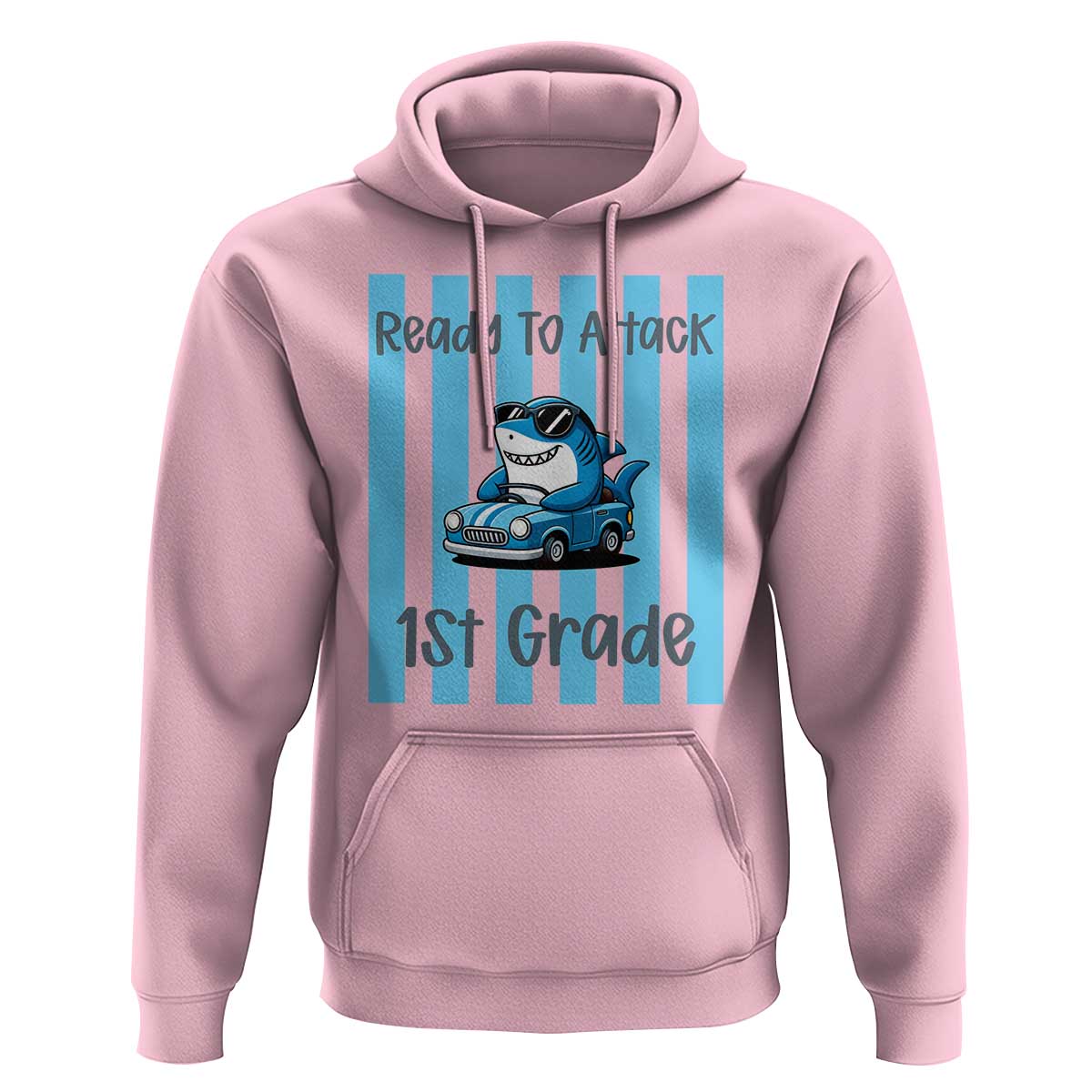 Ready To Attack 1st Grade Hoodie Funny Shark Driving Car Back To School
