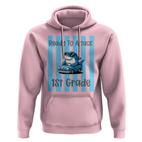 Ready To Attack 1st Grade Hoodie Funny Shark Driving Car Back To School