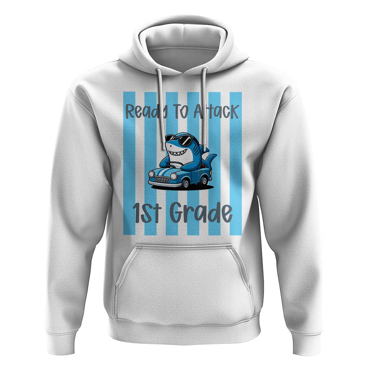 Ready To Attack 1st Grade Hoodie Funny Shark Driving Car Back To School