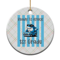 Ready To Attack 1st Grade Ceramic Ornament Funny Shark Driving Car Back To School